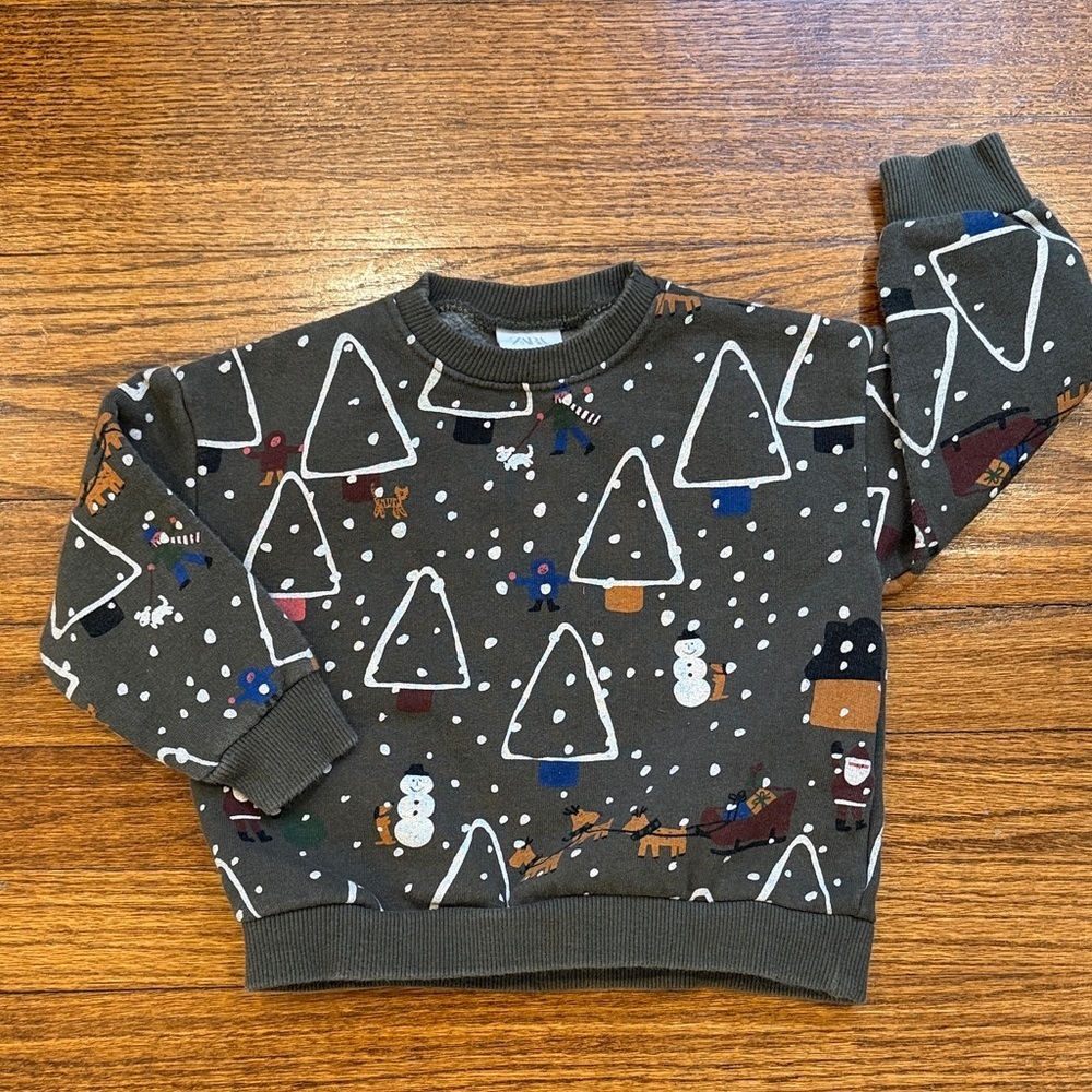Zara Baby Festive Tree Pattern Sweatshirt  🎄